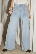 Cindy Eyelet Wide Jeans 31529 | Fade Denim
