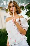 Stream Blouse 206178 | Brilliant White Coral Blush