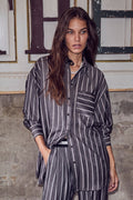 Sue Stripe Oversize Shirt 35696 | Black