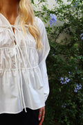 Jane Ls Tie Blouse | White
