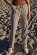 Natalia Straight Pants | Brown Creme Stripe