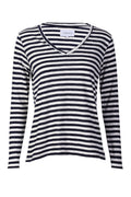 Ulla Ls Vneck Stripe Tshirt | Navy White Stripe