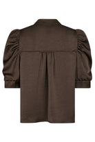 Roella Heavy Sateen Blouse | Dark Brown | Bluse fra Neo Noir