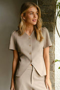 Jules Structure Blouse | Dark Taupe