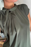 Fleur Drapy Satin Blouse | Army