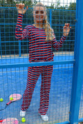 Natalia Straight Pants | Navy Red White Stripe