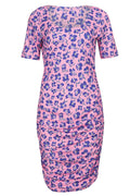 Alma Ss Turn Dress | Pink Purple Flower