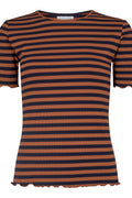 Natalia Ss Blouse | Brown Navy Stripe