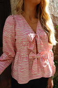 Manni Ls V Neck Blouse | Bubblegum Zebra