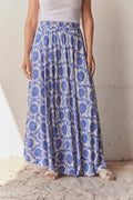 Long Flared Floral Skirt | Blue