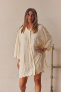 Embla Embroidered Shirt Dress | Beige