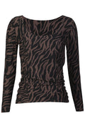 Alma Ls Turn Top | Dark Brown Zebra