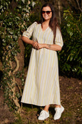 Martine Ss Dress | Yellow Grey Stripe