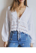 Lacey Tie Shirt | White
