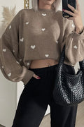Dotty Hearts Knit | Taupe