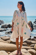 Molly Embroidery Short Shirt Dress | White
